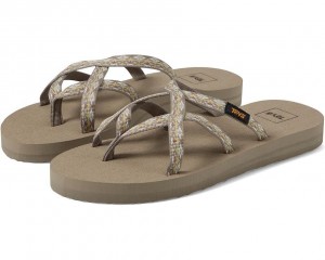 Beige Teva Olowahu Women's Flip Flops | 65984-ARMG