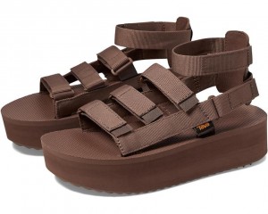 Brown Teva Flatform Mevia Women's Heeled Sandals | 24107-FNKW