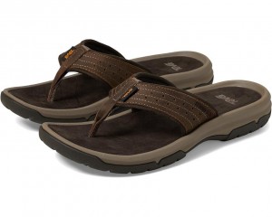 Brown Teva Langdon Men's Flip Flops | 72396-UDTR