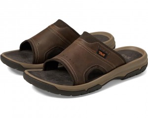 Brown Teva Langdon Slide Men's Sandals | 98261-NXRT