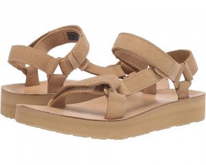 Brown Teva Midform Universal Leather Women's Sandals | 56047-EOAT