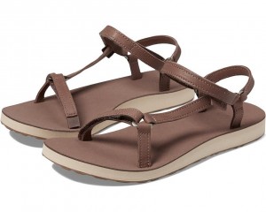 Brown Teva Original Universal Slim Leather Women's Sandals | 82607-RDJE