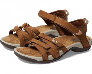 Brown Teva Tirra Leather Women's Sandals | 36809-OJMU