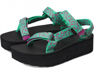 Green Teva Flatform Universal Women's Sandals | 24086-UFER