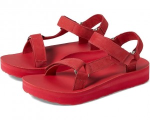 Red Teva Midform Universal Leather Women's Sandals | 02351-ZUAH