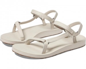 White Teva Original Universal Slim Leather Women's Sandals | 65321-HOJD