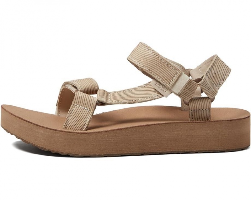 Beige Teva Midform Universal Grooveline Women's Sandals | 21743-JMEI