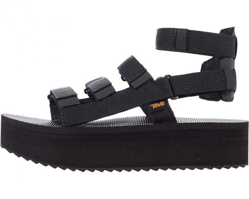 Black Teva Flatform Mevia Women's Heeled Sandals | 27836-FDMG