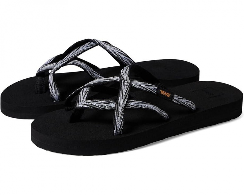 Black Teva Olowahu Women\'s Flip Flops | 19653-DFIW