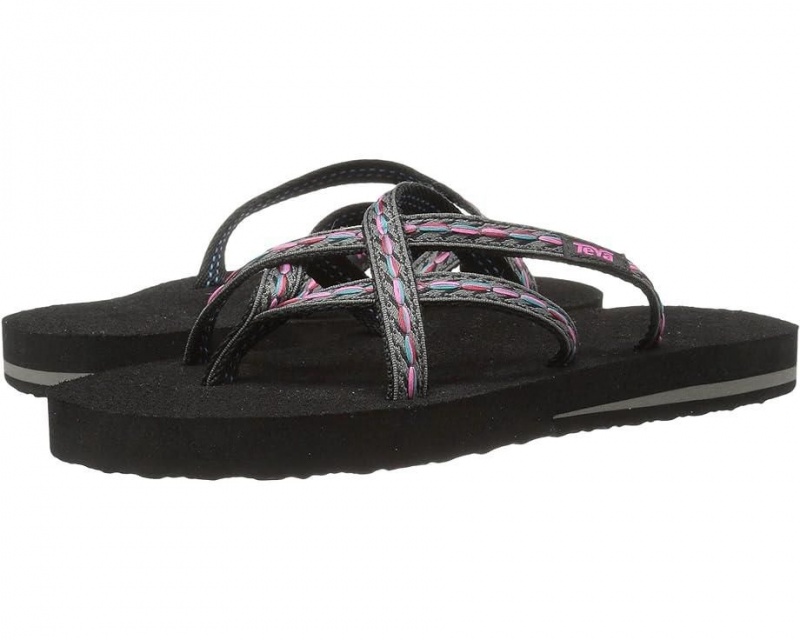 Black Teva Olowahu Women\'s Flip Flops | 30756-VUAF