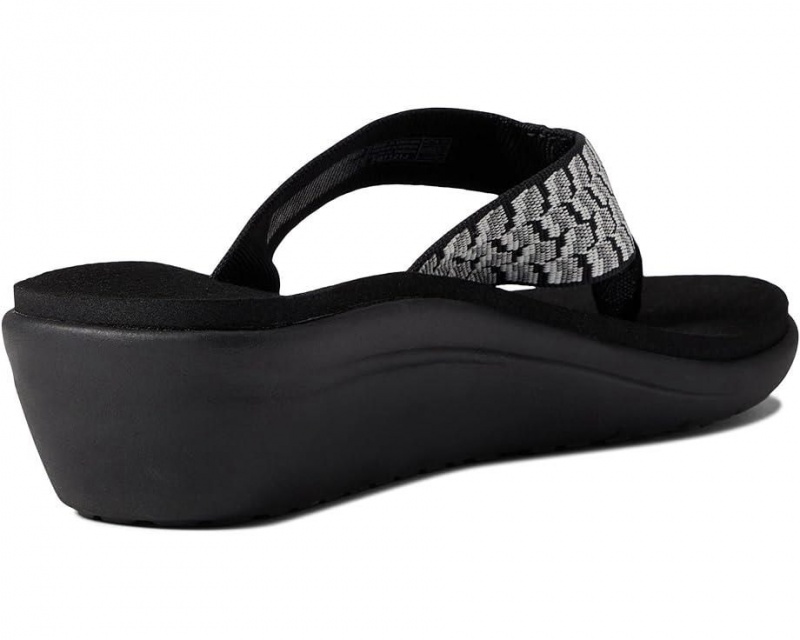 Black Teva Voya Wedge Women's Heeled Sandals | 03765-GPHI