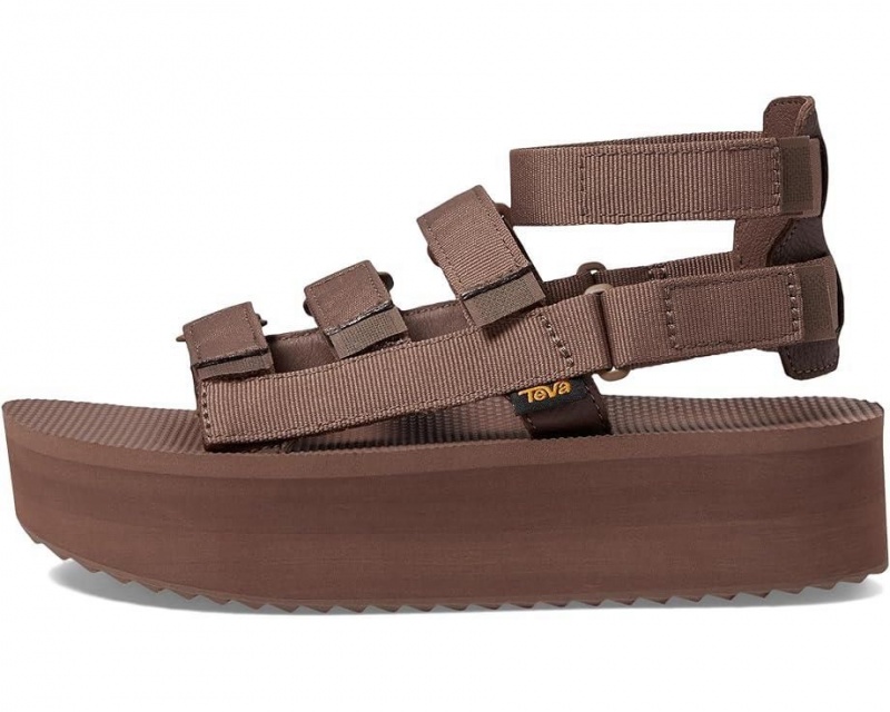 Brown Teva Flatform Mevia Women's Heeled Sandals | 24107-FNKW