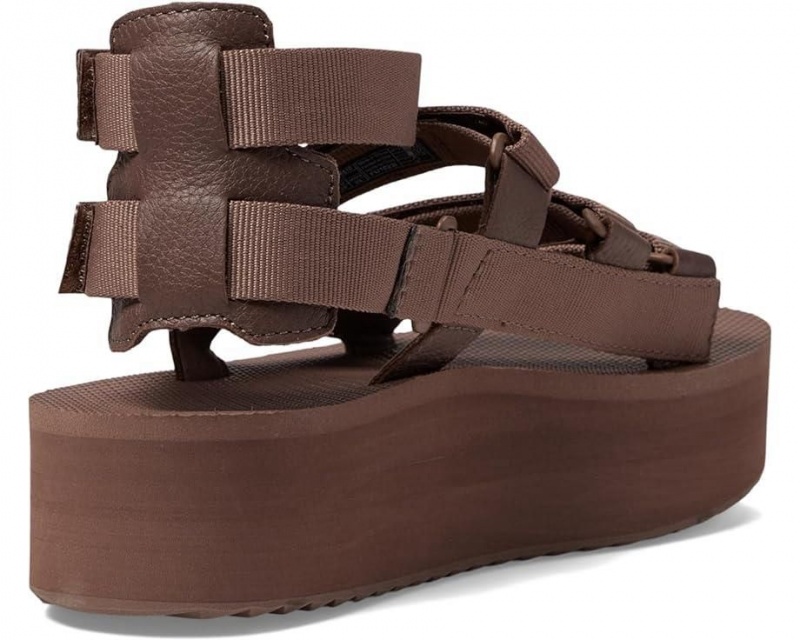 Brown Teva Flatform Mevia Women's Heeled Sandals | 24107-FNKW