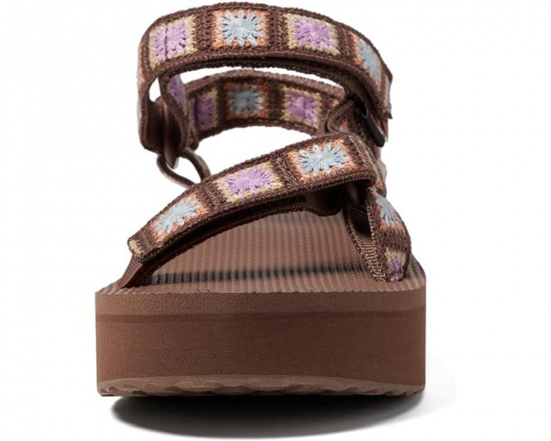 Brown Teva Flatform Universal Crochet Women's Sandals | 73416-UCOJ