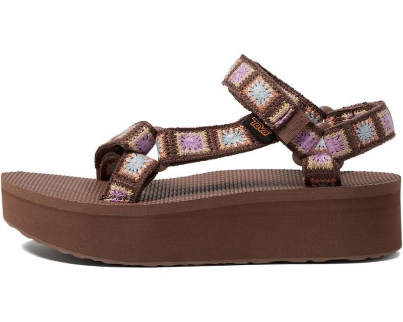 Brown Teva Flatform Universal Crochet Women's Sandals | 73416-UCOJ