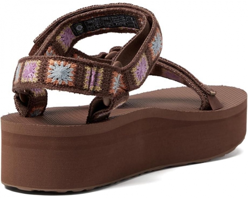 Brown Teva Flatform Universal Crochet Women's Sandals | 73416-UCOJ