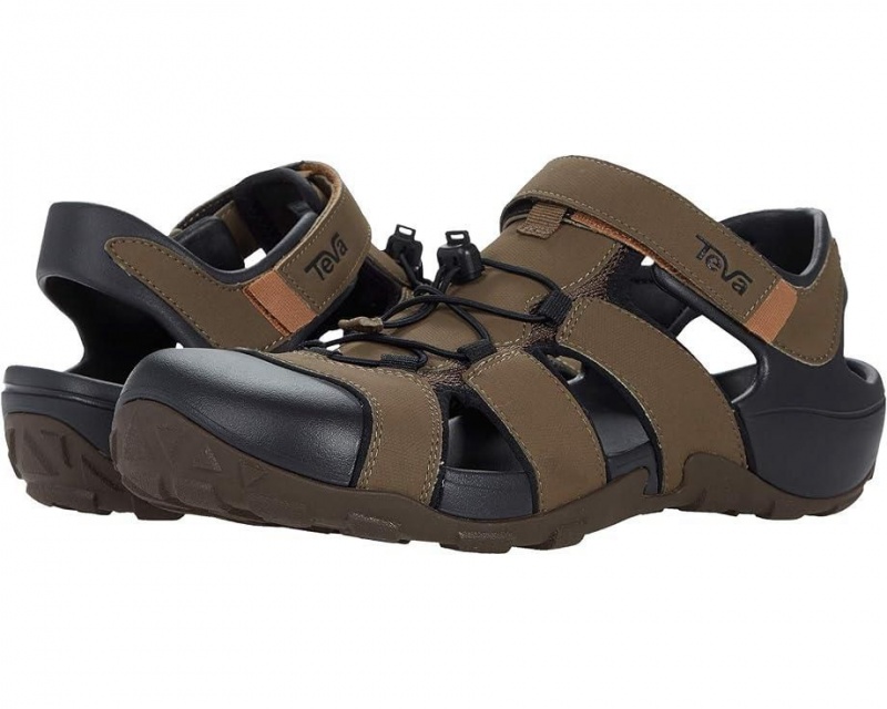 Brown Teva Flintwood Men\'s Sandals | 52879-VWLQ