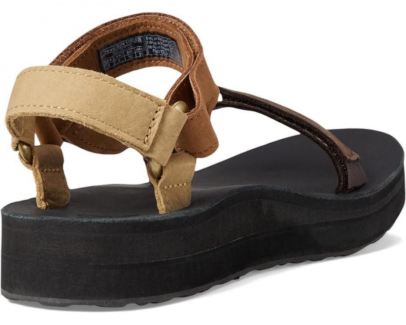 Brown Teva Midform Universal Leather Women's Sandals | 43152-IXOG