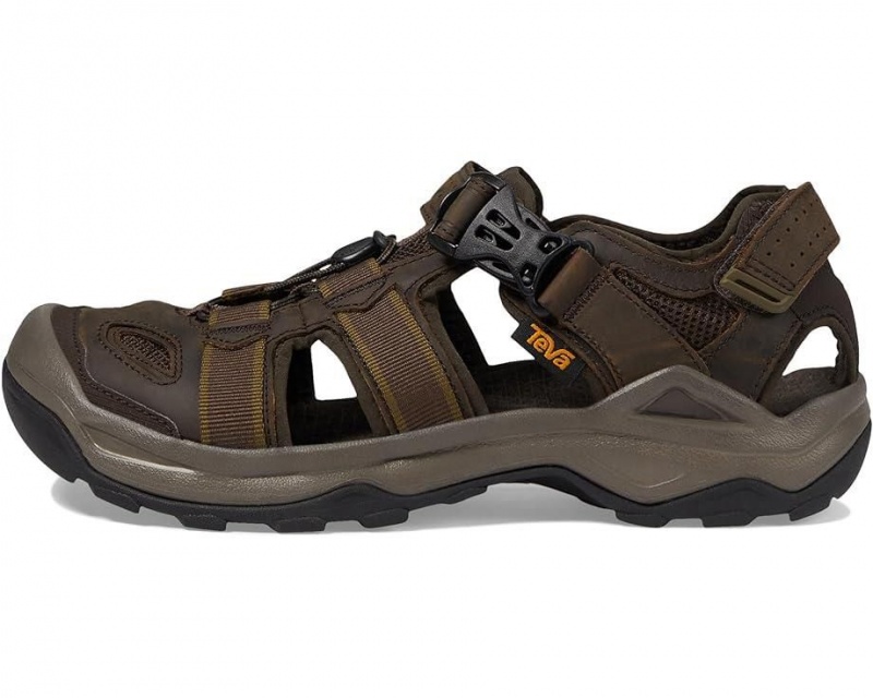 Brown Teva Omnium 2 Leather Men's Sandals | 76319-RQFB