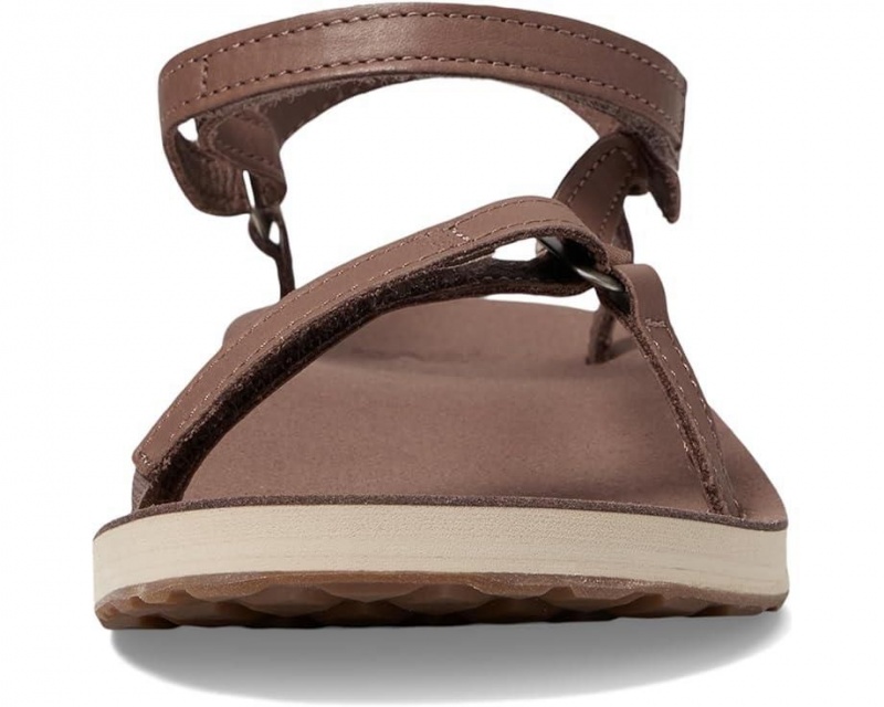 Brown Teva Original Universal Slim Leather Women's Sandals | 82607-RDJE