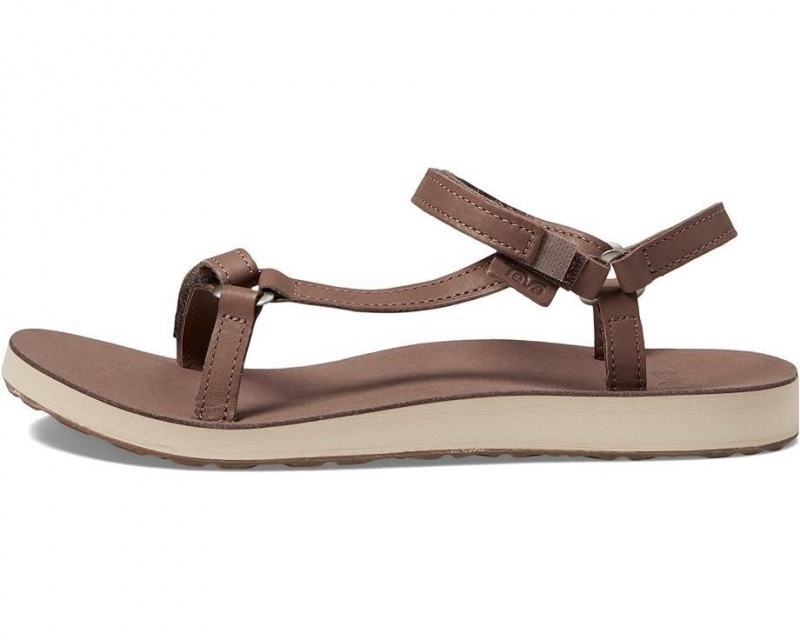 Brown Teva Original Universal Slim Leather Women's Sandals | 82607-RDJE