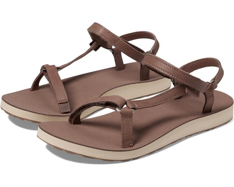 Brown Teva Original Universal Slim Leather Women\'s Sandals | 82607-RDJE