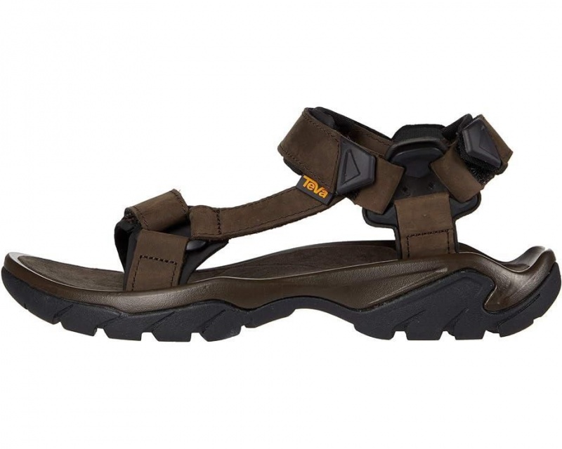 Brown Teva Terra Fi 5 Universal Leather Men's Sandals | 90541-CNDW