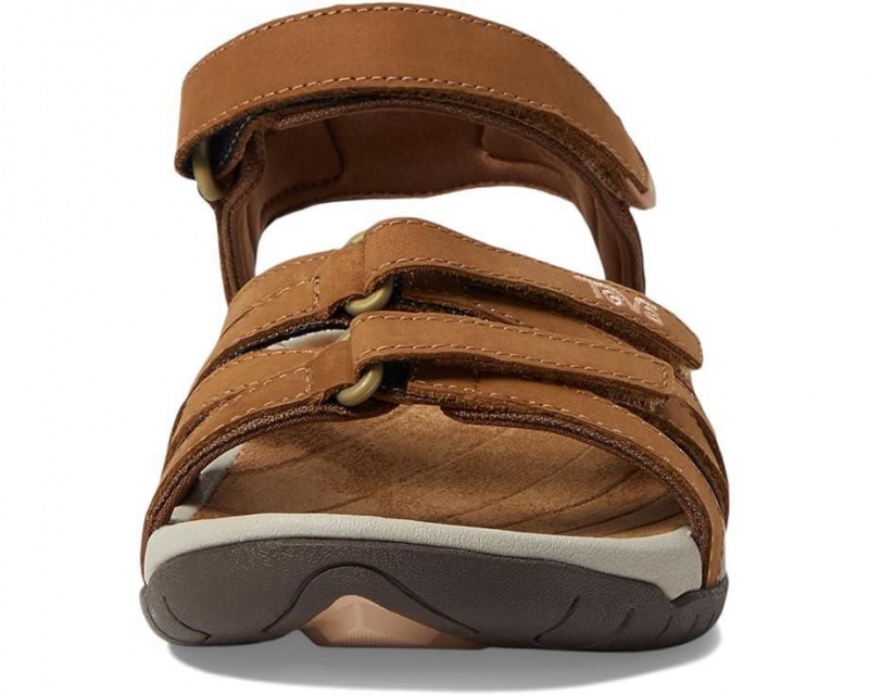 Brown Teva Tirra Leather Women's Sandals | 36809-OJMU