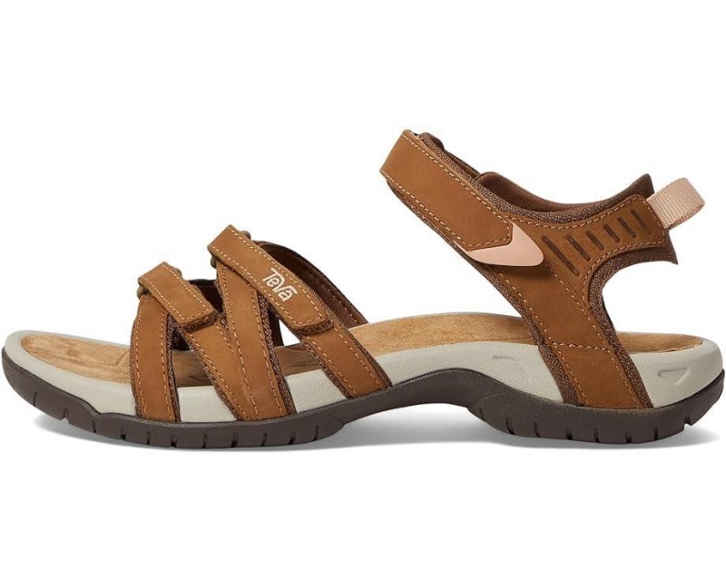 Brown Teva Tirra Leather Women's Sandals | 36809-OJMU