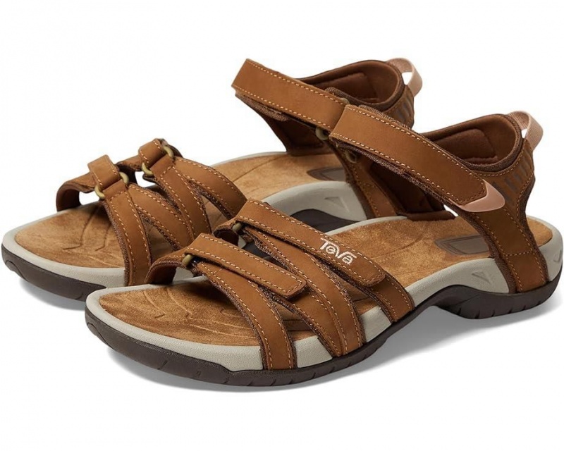 Brown Teva Tirra Leather Women\'s Sandals | 36809-OJMU