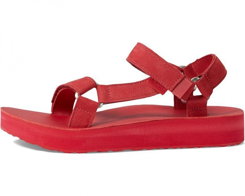 Red Teva Midform Universal Leather Women's Sandals | 02351-ZUAH