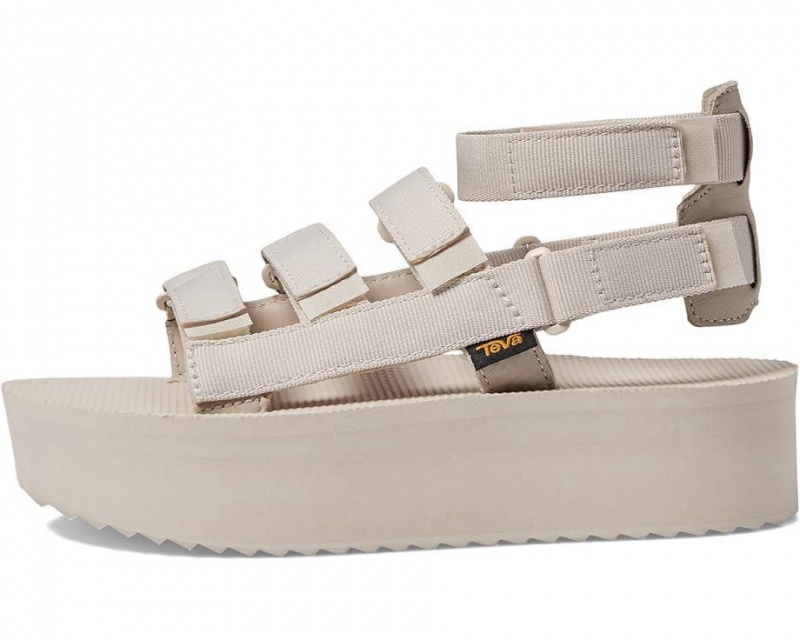 White Teva Flatform Mevia Women's Heeled Sandals | 58794-UCEA