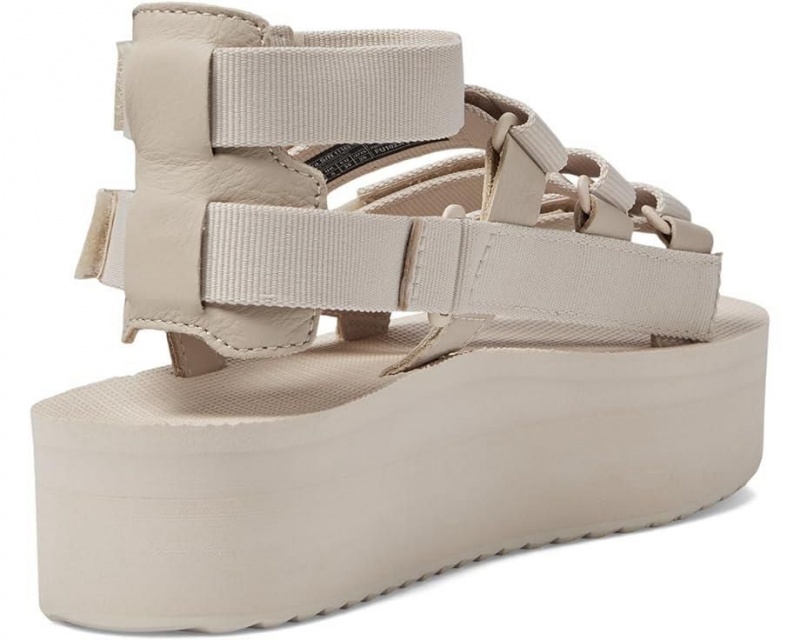 White Teva Flatform Mevia Women's Heeled Sandals | 58794-UCEA