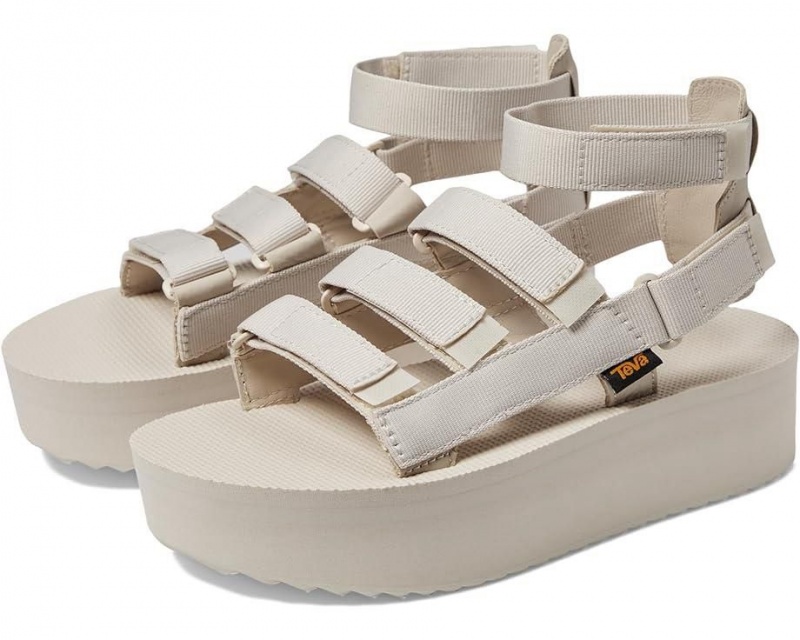 White Teva Flatform Mevia Women\'s Heeled Sandals | 58794-UCEA