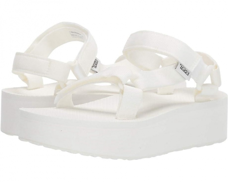 White Teva Flatform Universal Women\'s Sandals | 65271-MJIG